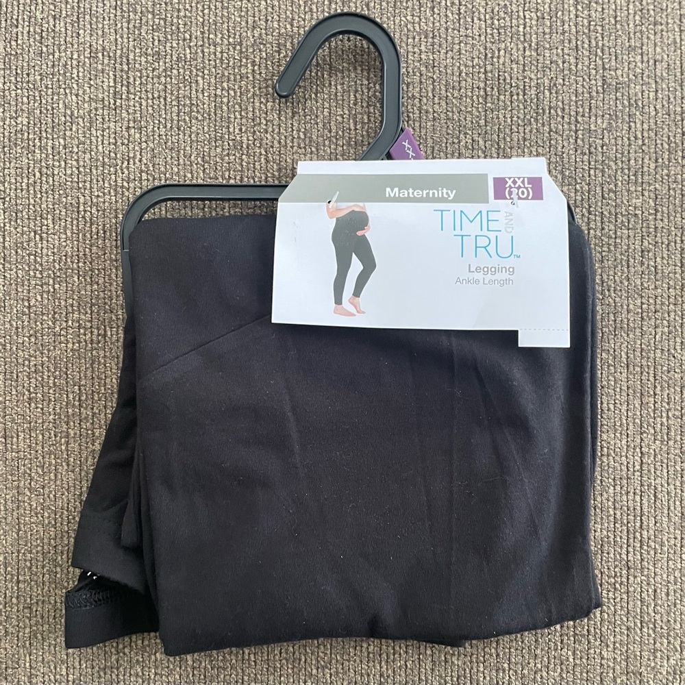 NWT Women’s Time and Tru Maternity Ankle Length Leggings Size XXL 20 Black
